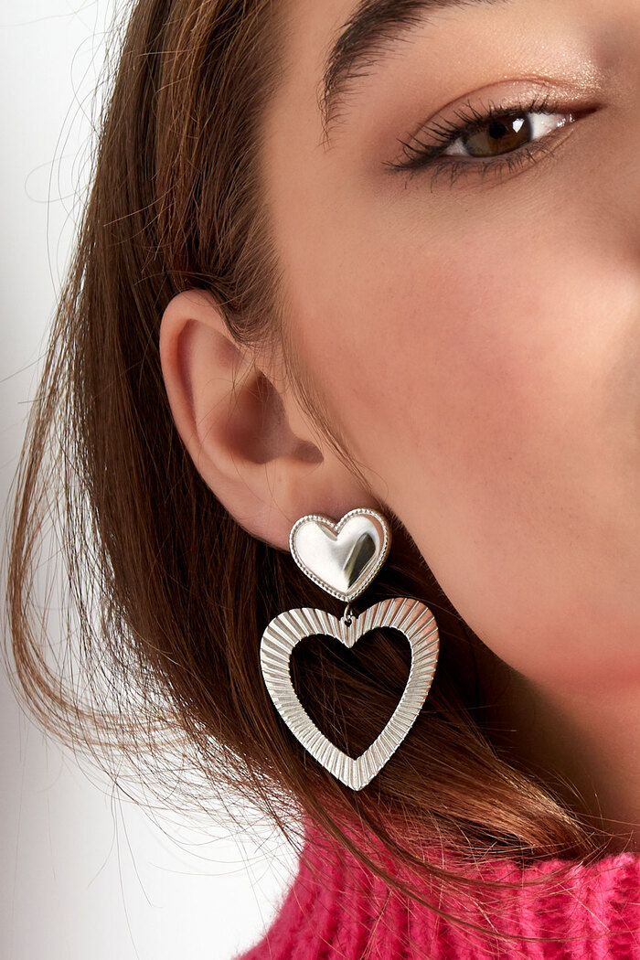 Double heart earrings - silver Picture3