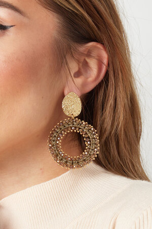 Round earrings with beads - gold/green h5 Picture3