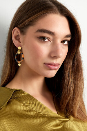 Circle earrings with print - gold h5 Picture2