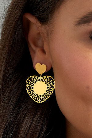 Earrings heart mandela - silver h5 Picture3