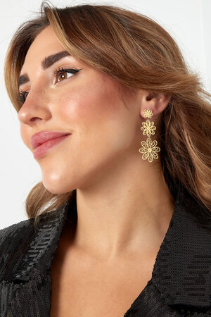 Earrings 3 flowers - gold h5 Picture2