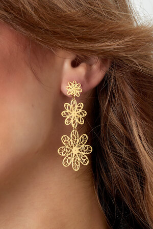 Earrings 3 flowers - gold h5 Picture3