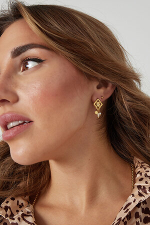 Boucles d'oreilles diamant avec perles - doré/blanc h5 Image2