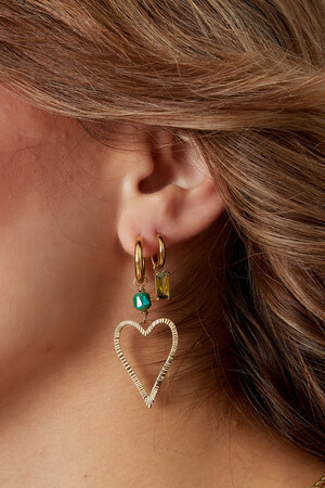 Boucles d'oreilles pierre allongée - doré/vert h5 Image2