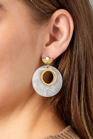 Ohrringe rund um weiße Details – gold/weiß h5 Bild3