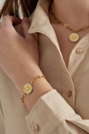 Schakel armband met goud/ zilver detail - goud h5 Afbeelding3