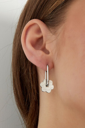 Ohrringe längliche runde Blume - Silber h5 Bild3