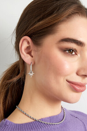 Elongated earrings with star - silver h5 Picture4