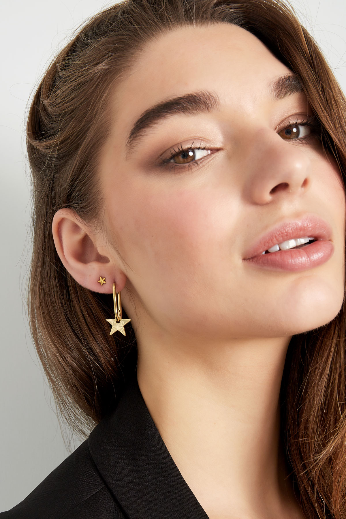 Elongated earrings with star - gold Picture2