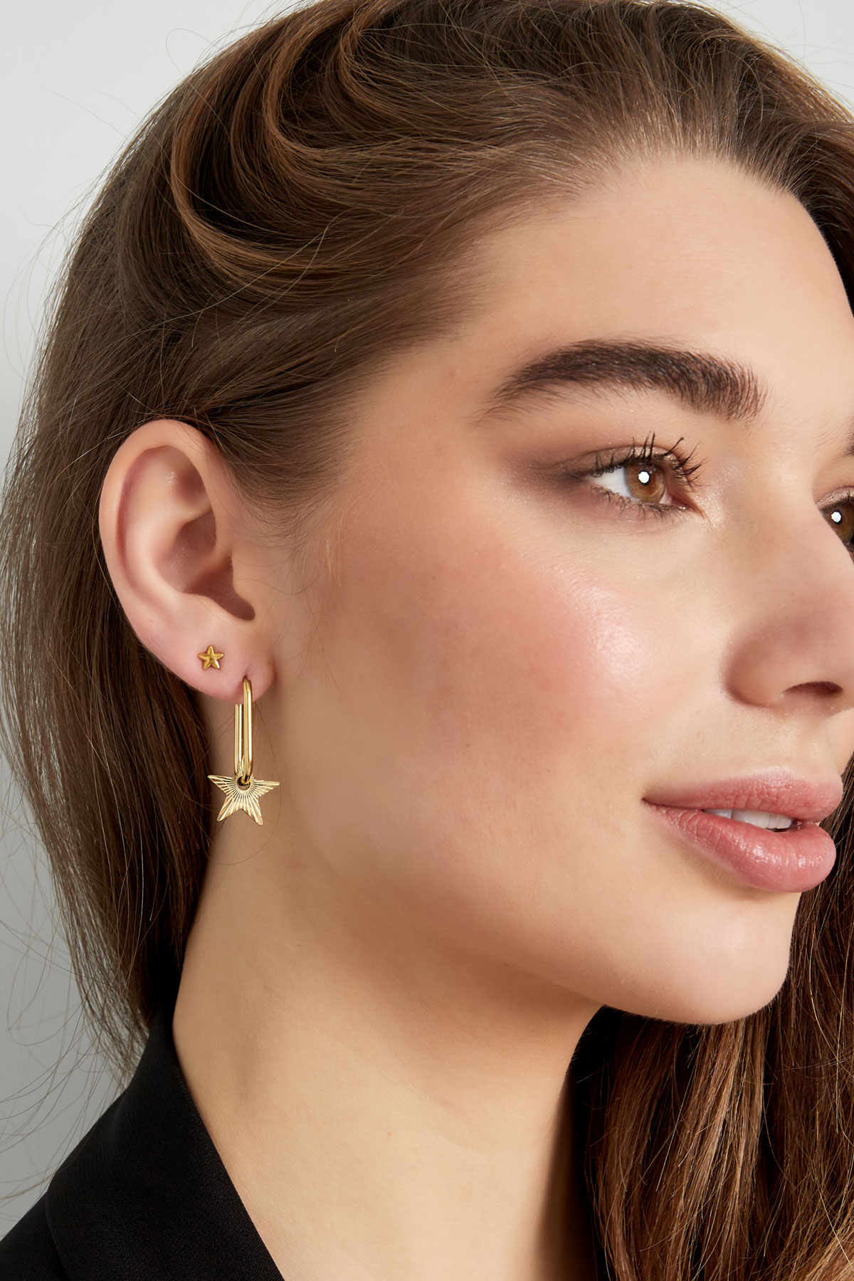 Elongated earrings with star - gold Picture4