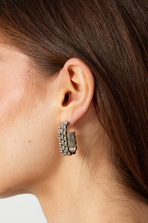 Earrings elongated link in link - gold h5 Picture3