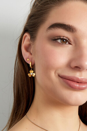 Boucles d'oreilles fleur avec pierre - doré h5 Image2