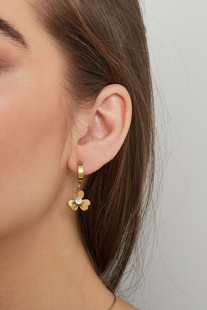 Earrings flower with stone - gold Picture3