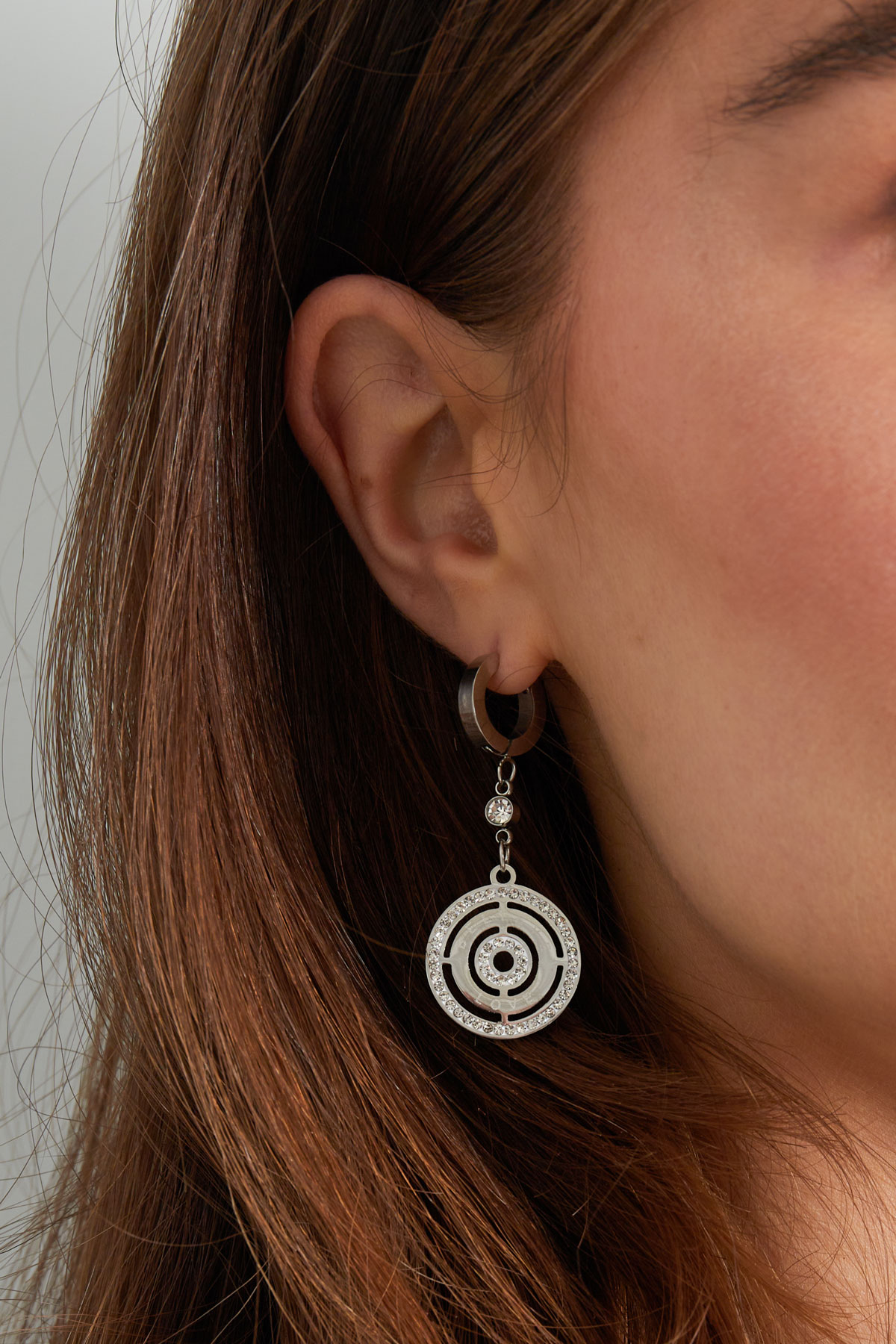Runde Ohrringe mit Steinen - Silber Bild3