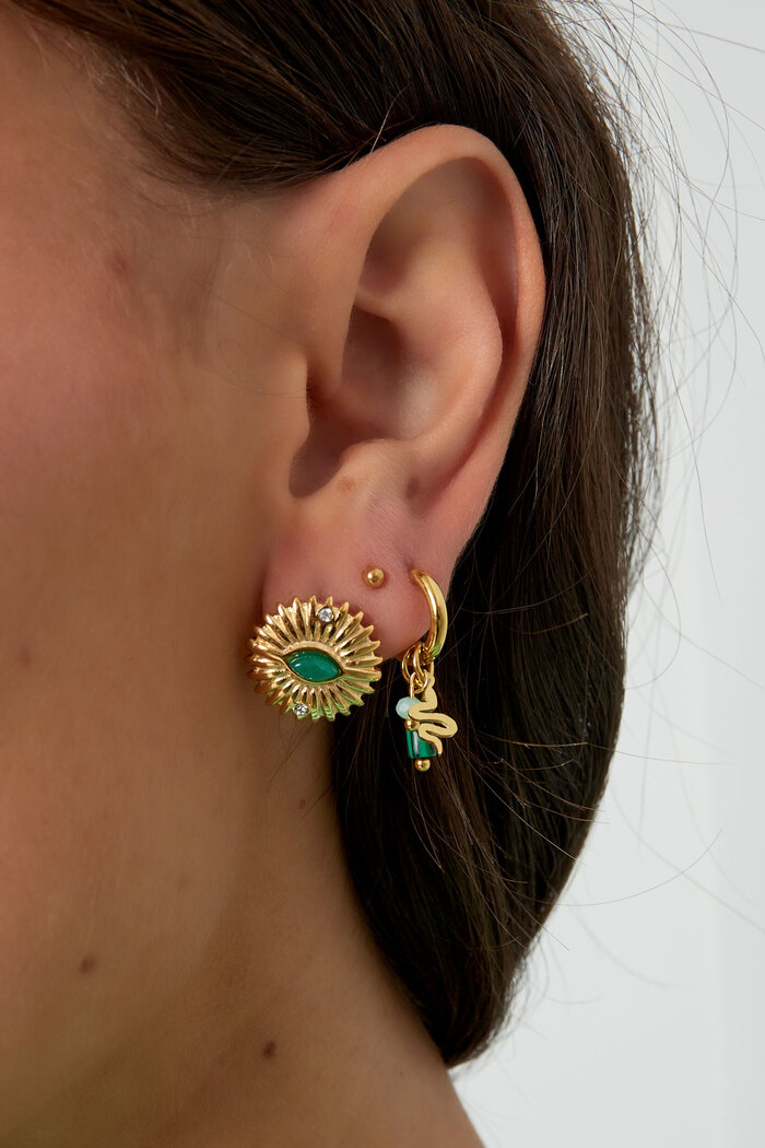 Stud earrings colorful leaf - gold/green Picture3