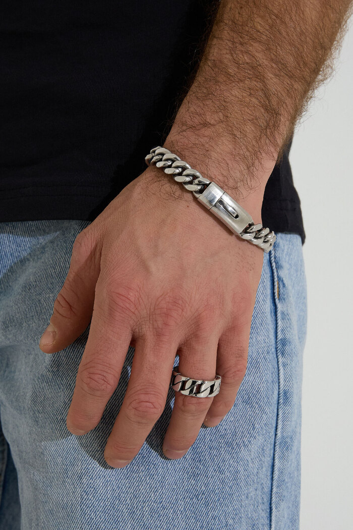 Heren armband grove schakels - zilver Afbeelding3