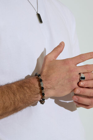 Heren armband kralen buddha details - bruin h5 Afbeelding3