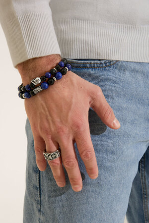 Men's bracelet beaded silver details - blue h5 Picture3