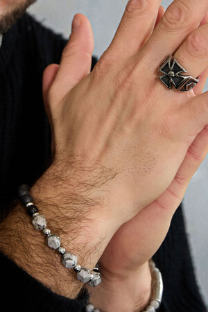 Men's bracelet beads black/color - blue h5 Picture4