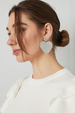 Boucle d'oreille petit coeur avec pendentif grand coeur - argent h5 Image4