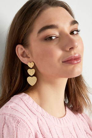 Triple heart earring - gold h5 Picture2
