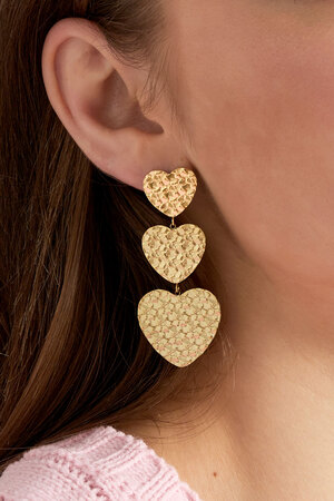 Triple heart earring - gold h5 Picture3