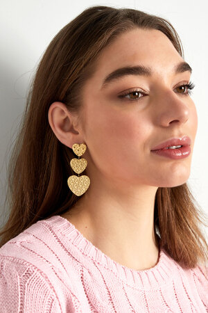 Triple heart earring - gold h5 Picture4