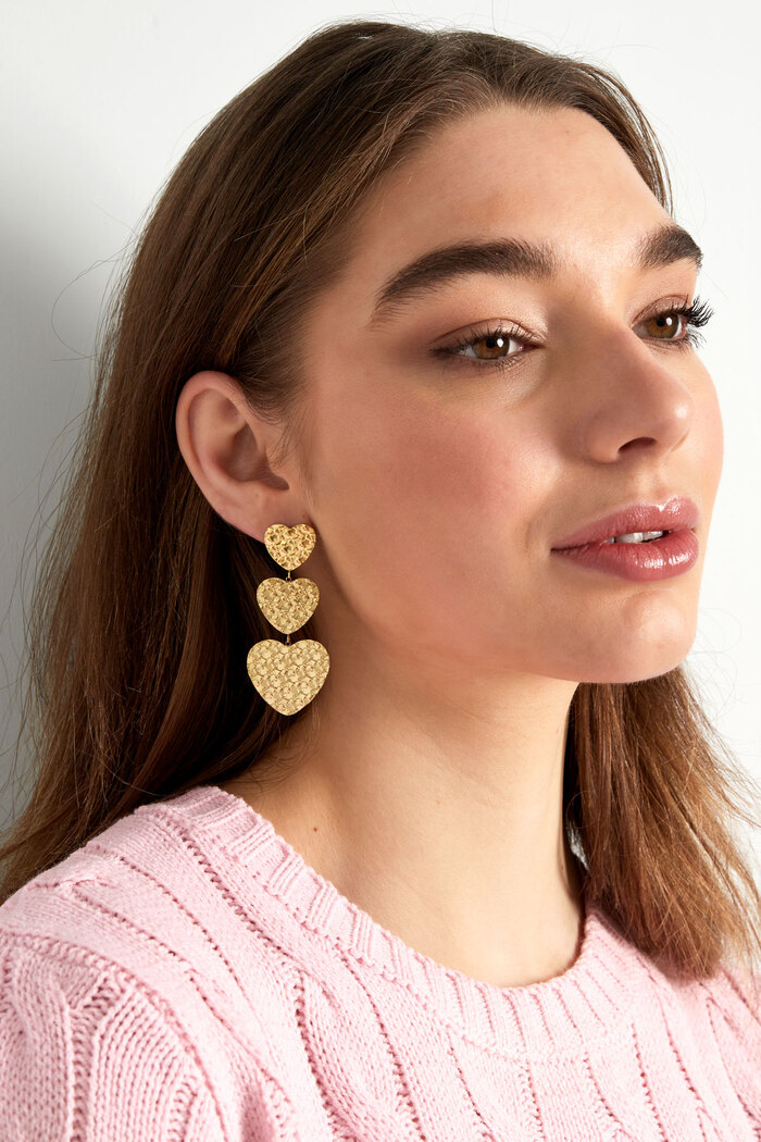 Triple heart earring - gold Picture4