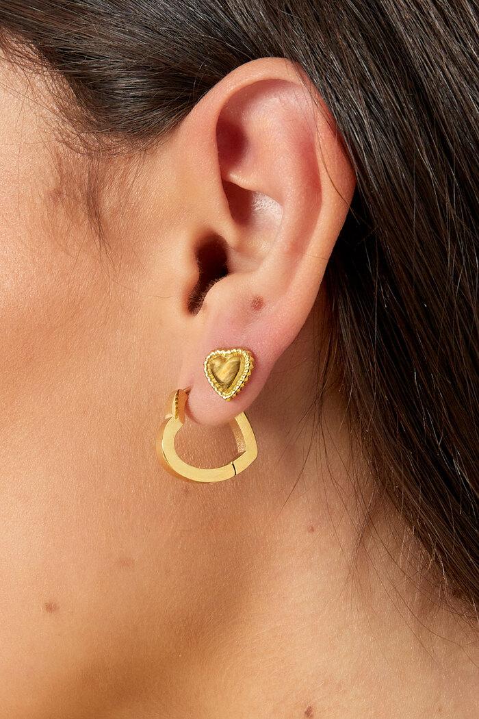 Boucles d'oreilles coeur basiques grandes - or  Image3