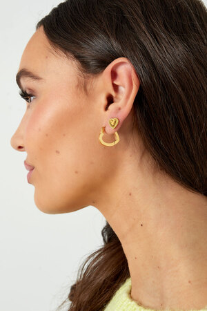 Boucles d'oreilles coeur basiques grandes - or  h5 Image4