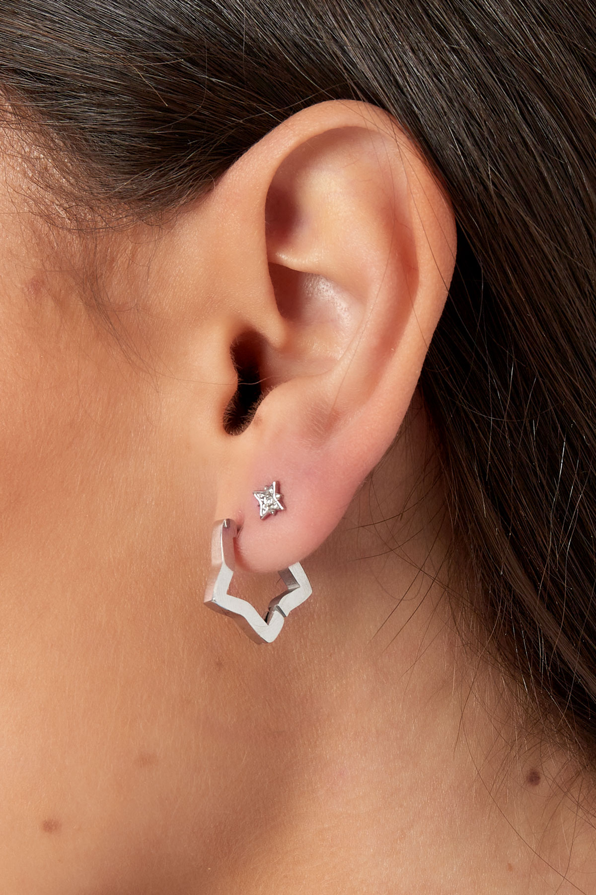 Basic star earrings medium - silver  h5 Picture3