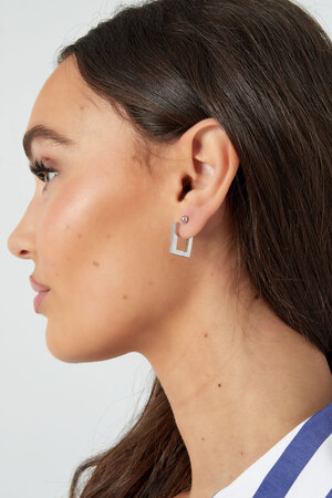 Einfache rechteckige Ohrringe aus Silber – klein  h5 Bild4