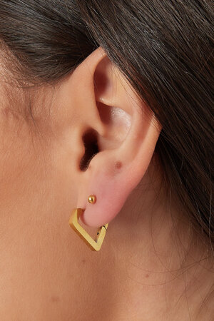 Boucles d'oreilles forme diamant moyen - or  h5 Image3