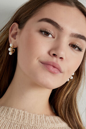 Earrings triple statement pearl - gold h5 Picture2