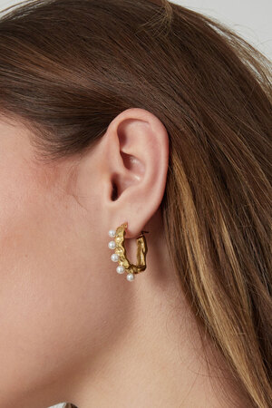 Asymmetrical pearl earring - gold h5 Picture3