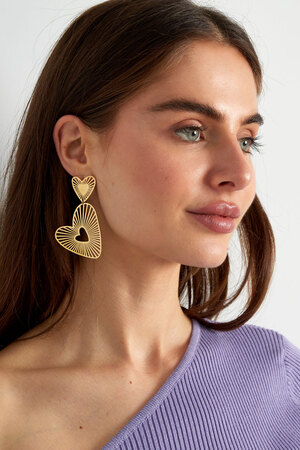 Double heart earrings - gold h5 Picture2