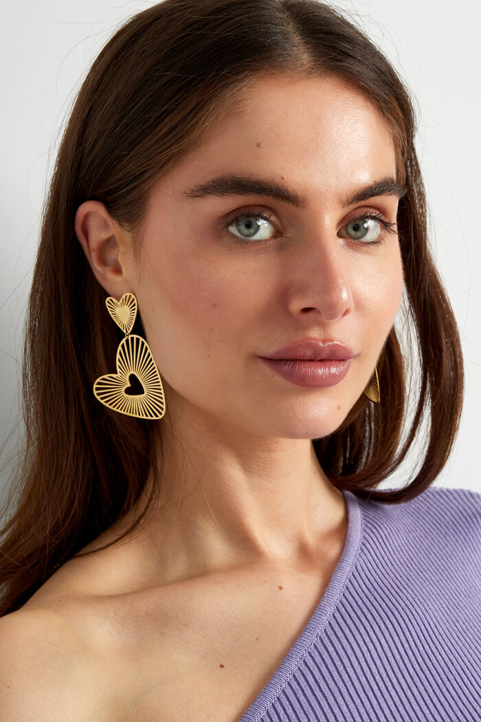 Double heart earrings - gold Picture4