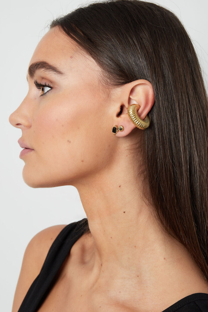 ear cuff met ribbels - goud Afbeelding4
