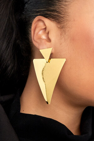 Boucles d'oreilles double triangle - doré h5 Image3