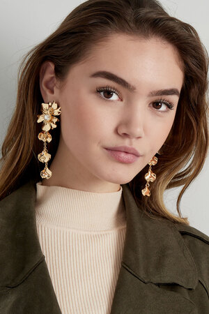 Ohrringe Blume mit Perle - Gold h5 Bild2