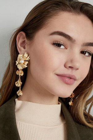 Ohrringe Blume mit Perle - Gold h5 Bild4