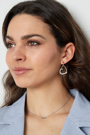 Heart earring with pearl - silver h5 Picture2