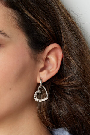 Heart earring with pearl - silver h5 Picture3