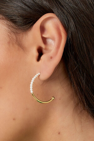 Round earrings half pearl - gold h5 Picture3