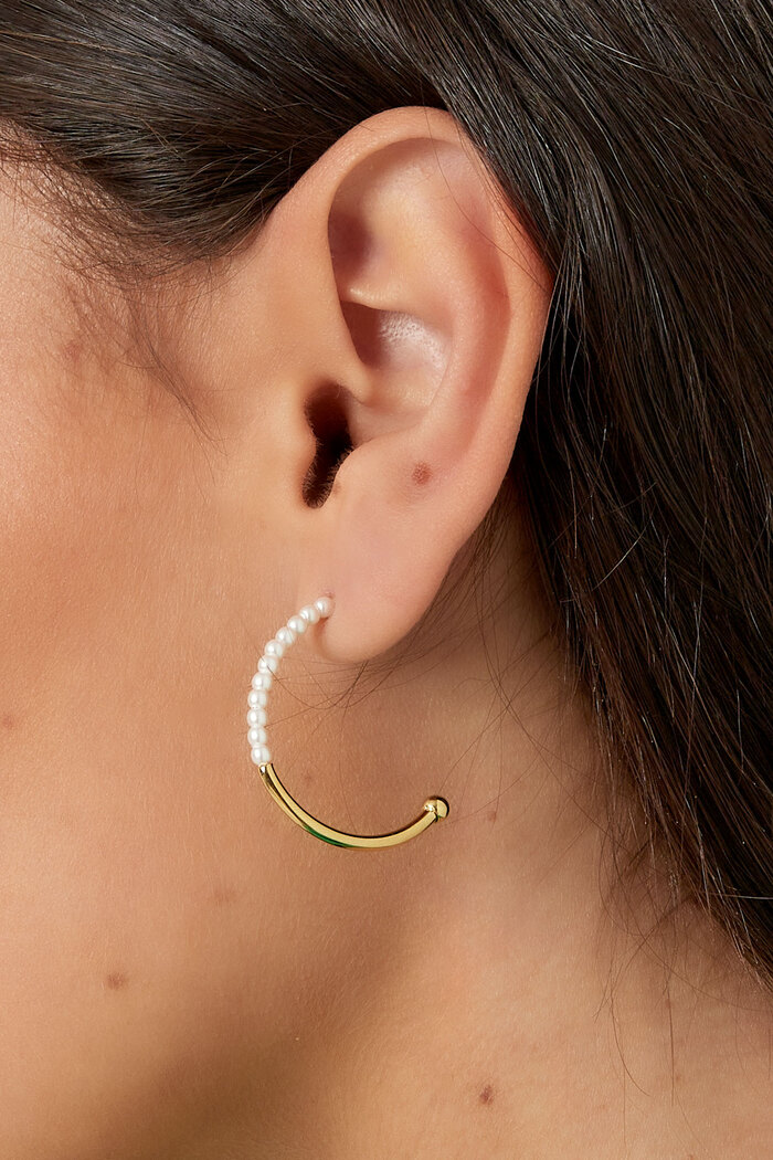 Boucles d'oreilles rondes demi perle - dorées Image3