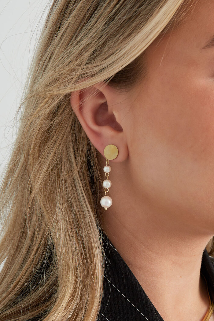 Boucles d'oreilles suspendues avec perles - or Image3