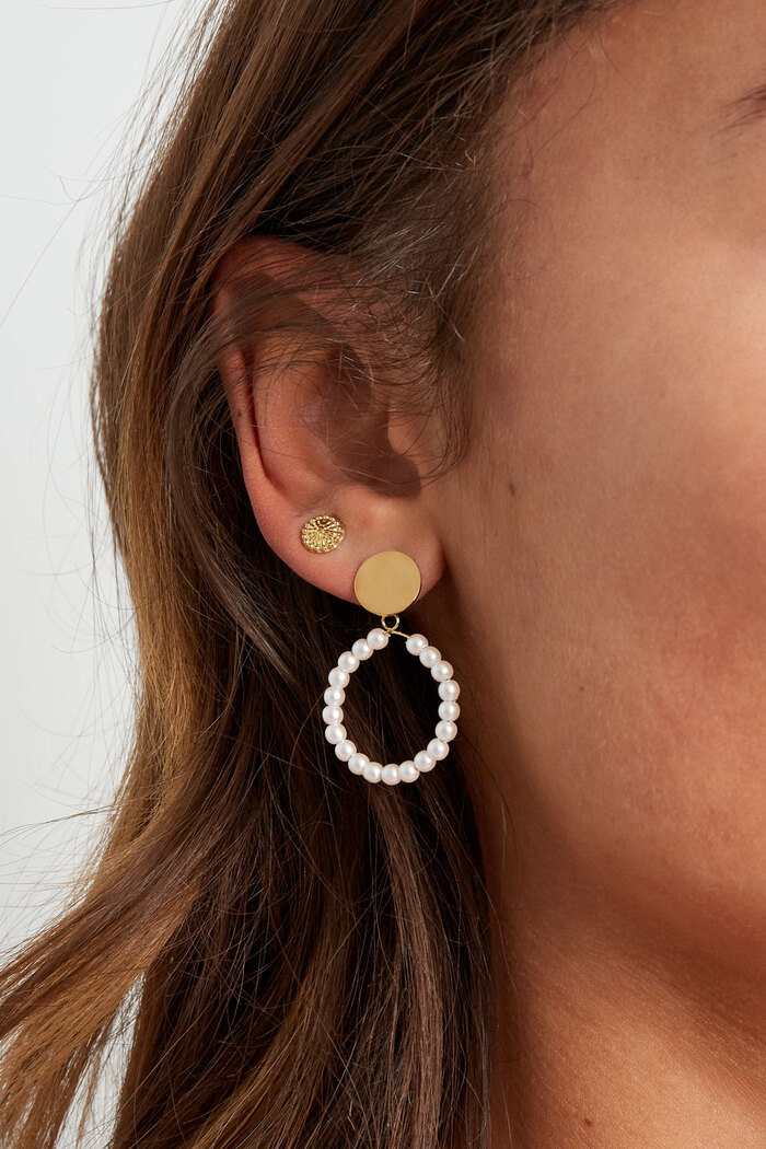 Ohrringe runde Perle - Gold Bild3