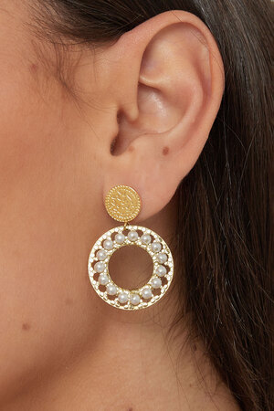 Doppelkreis-Ohrringe mit Perlen – Gold h5 Bild3