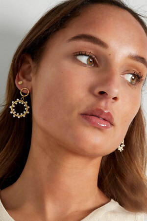 Boucles d'oreilles rondes perle party - dorées h5 Image2