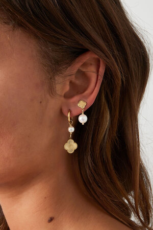 Boucles d'oreilles trèfle perle rêve - argent h5 Image3